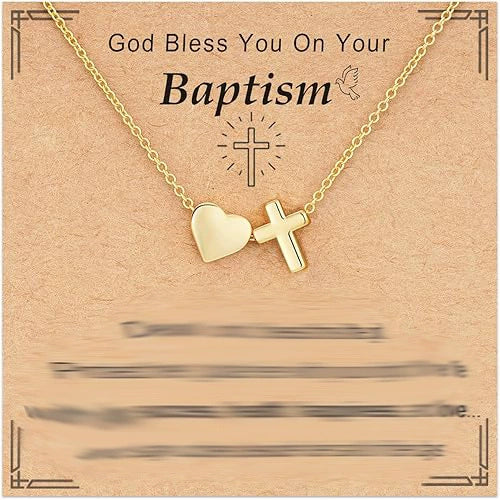 Women's Copper Heart Shaped Cross Pendant Necklace With Electroplated Geometric Design Sweet And Cool Clavicle Chain