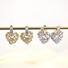 Women's Copper Heart Shaped Earrings With Micro Inlaid Zircon And Gold Electroplated Cut Out Design