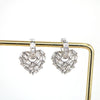 Women's Copper Heart Shaped Earrings With Micro Inlaid Zircon And Gold Electroplated Cut Out Design