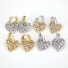 Women's Copper Heart Shaped Earrings With Micro Inlaid Zircon And Gold Electroplated Cut Out Design