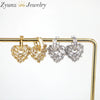 Women's Copper Heart Shaped Earrings With Micro Inlaid Zircon And Gold Electroplated Cut Out Design