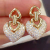 Women's Copper Heart Shaped Geometric Earrings Elegant Jewelry