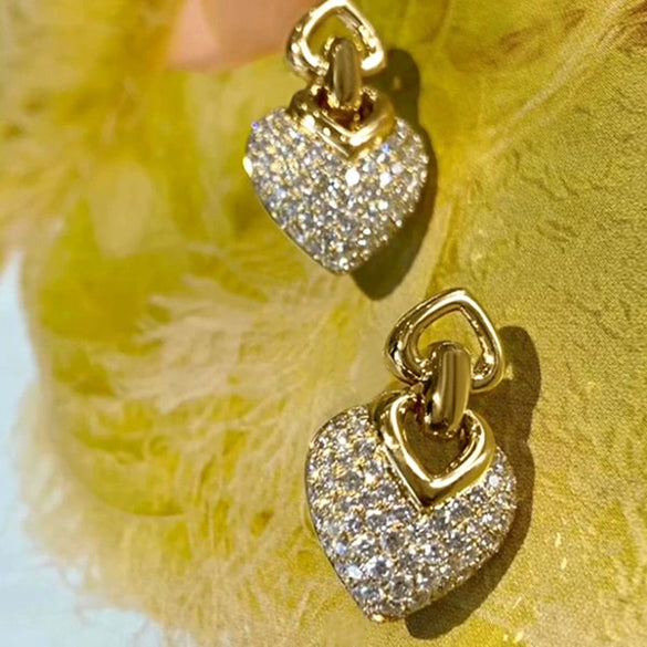 Women's Copper Heart Shaped Geometric Earrings Elegant Jewelry