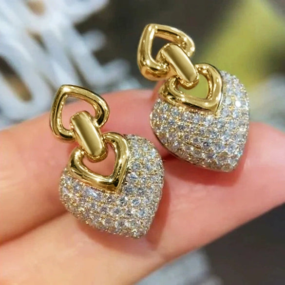 Women's Copper Heart Shaped Geometric Earrings Elegant Jewelry