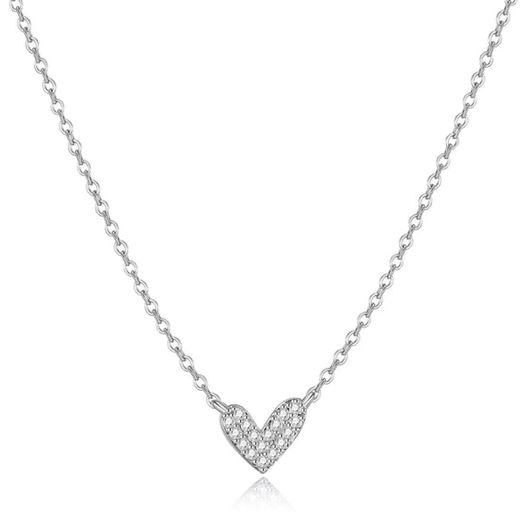 Women's Copper Heart Shaped Necklace With Zircon Inlay Electroplated Chic Clavicle Chain Jewelry