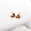 Women's Copper Heart Shaped Zircon Inlaid Earrings Simple Geometric Fashion Jewelry With Diamond Cut Finish