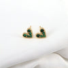 Women's Copper Heart Shaped Zircon Inlaid Earrings Simple Geometric Fashion Jewelry With Diamond Cut Finish