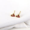 Women's Copper Heart Shaped Zircon Inlaid Earrings Simple Geometric Fashion Jewelry With Diamond Cut Finish