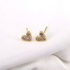 Women's Copper Heart Shaped Zircon Inlaid Earrings Simple Geometric Fashion Jewelry With Diamond Cut Finish