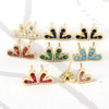 Women's Copper Heart Shaped Zircon Inlaid Earrings Simple Geometric Fashion Jewelry With Diamond Cut Finish