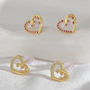 Women's Copper Heartshaped And Fivepointed Star Earrings With Electroplating Little Fresh Style