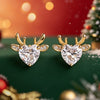 Women's Copper Heartshaped Deer Earrings With Zircon Accents Festive Christmas Jewelry Accessories