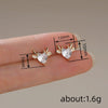 Women's Copper Heartshaped Deer Earrings With Zircon Accents Festive Christmas Jewelry Accessories