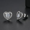 Women's Copper Heartshaped Earrings With Transparent Zircon Simple Fashion Jewelry Set