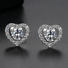 Women's Copper Heartshaped Earrings With Transparent Zircon Simple Fashion Jewelry Set