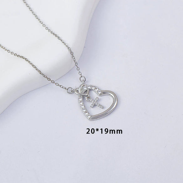 Women's Copper Heartshaped Electroplated Titanium Steel O Word Chain Necklace