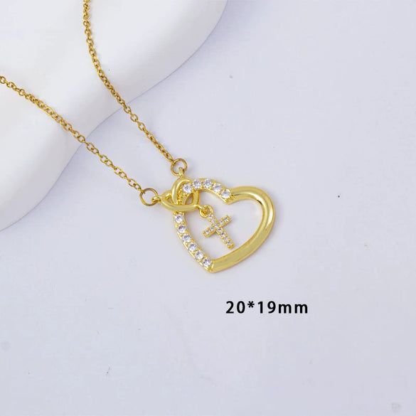 Women's Copper Heartshaped Electroplated Titanium Steel O Word Chain Necklace