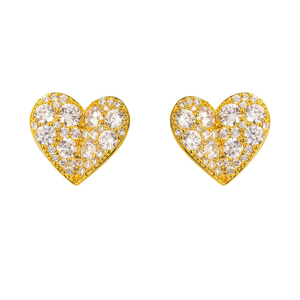 Women's Copper Heartshaped Geometric Earrings With Electroplating And Diamond Zircon Design