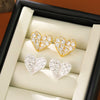 Women's Copper Heartshaped Geometric Earrings With Electroplating And Diamond Zircon Design