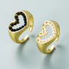 Women's Copper Heartshaped Open Ring With Cutout Design And Dripping Oil Finish Adjustable Fashion Jewelry