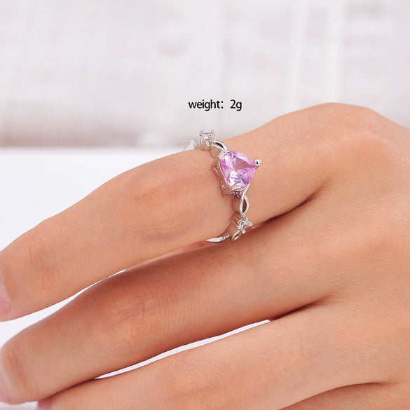 Women's Copper Heartshaped Ring Inlaid With Zircon Electroplated Light Luxury Style