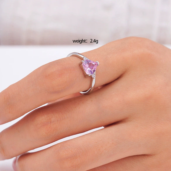 Women's Copper Heartshaped Ring Inlaid With Zircon Electroplated Light Luxury Style