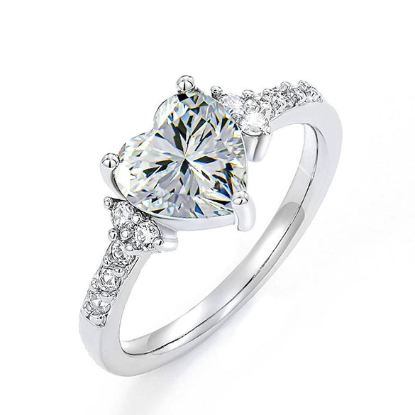 Women's Copper Heartshaped Ring With Zirconia Design