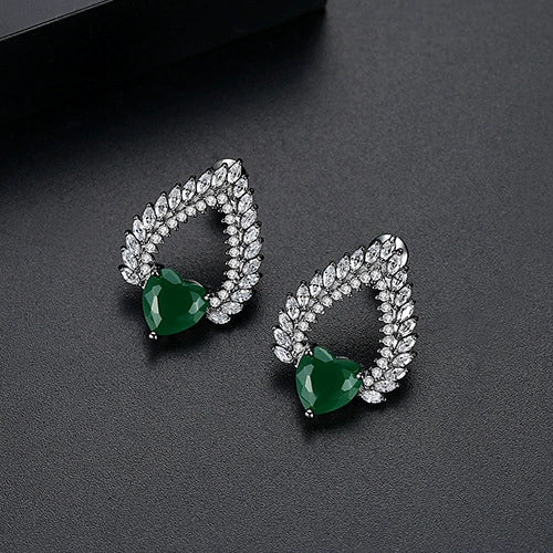 Women's Copper Heartshaped Zircon Drop Earrings With Electroplated Finish Fashion Jewelry Gift