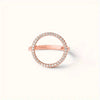 Women's Copper Hollow Round Geometric Microinlaid Zircon Casual Ring