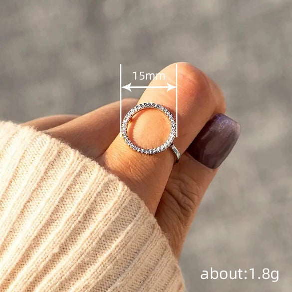 Women's Copper Hollow Round Geometric Microinlaid Zircon Casual Ring