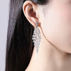 Women's Copper Horse Eye Flower Tassel Earrings With Painted Finish Elegant Long Simple Statement Jewelry
