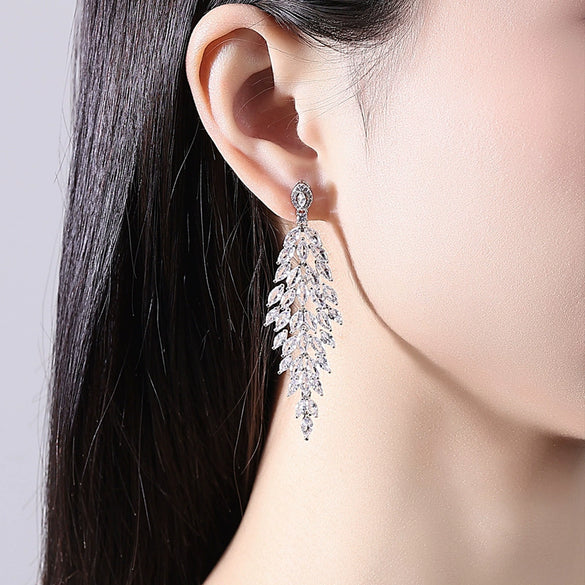Women's Copper Horse Eye Flower Tassel Earrings With Painted Finish Elegant Long Simple Statement Jewelry