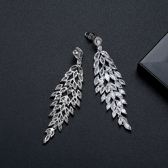Women's Copper Horse Eye Flower Tassel Earrings With Painted Finish Elegant Long Simple Statement Jewelry