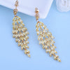 Women's Copper Horse Eye Flower Tassel Earrings With Painted Finish Elegant Long Simple Statement Jewelry