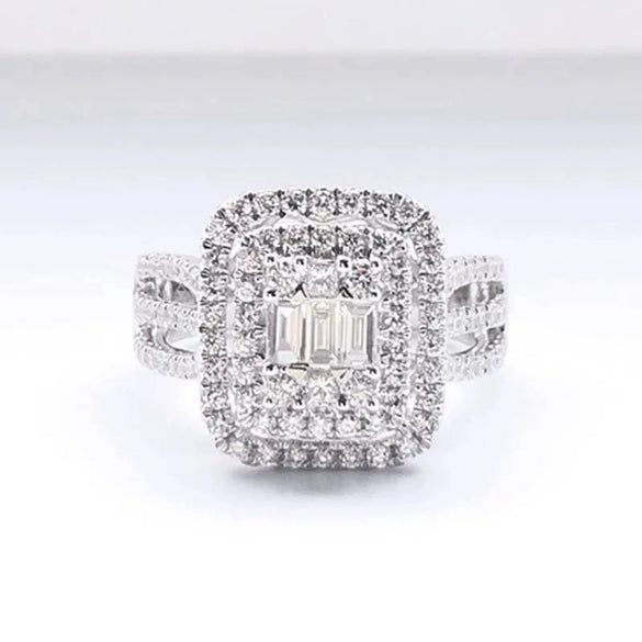 Women's Copper Imitation Diamond Ring With Geometric Design And Zirconia Treatment
