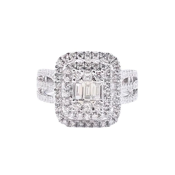 Women's Copper Imitation Diamond Ring With Geometric Design And Zirconia Treatment