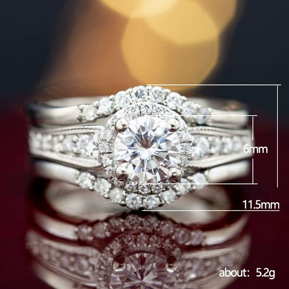 Women's Copper Imitation Mosang Diamond Zircon Ring Platinum Plated Light Luxury Geometric Style