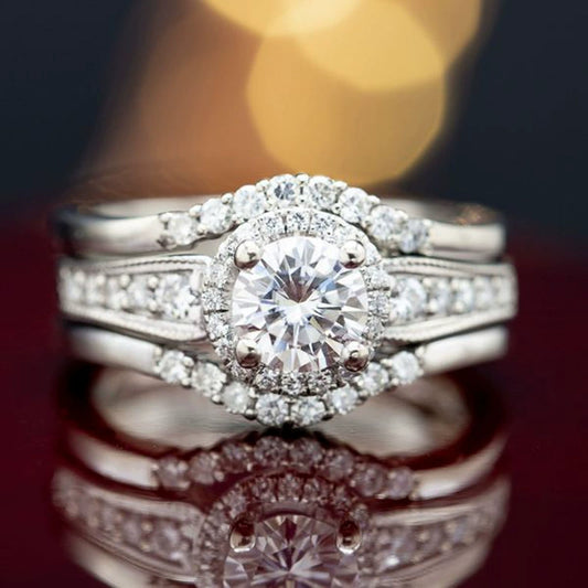 Women's Copper Imitation Mosang Diamond Zircon Ring Platinum Plated Light Luxury Geometric Style