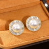 Women's Copper Imitation Pearl Irregular Round Geometric Style Electroplated Earrings