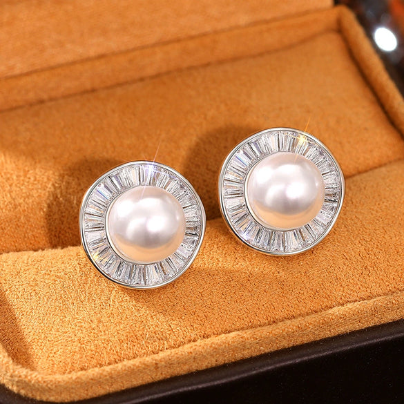 Women's Copper Imitation Pearl Irregular Round Geometric Style Electroplated Earrings