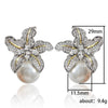 Women's Copper Imitation Pearl Lily Flower Earrings Set With Pearls