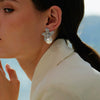 Women's Copper Imitation Pearl Lily Flower Earrings Set With Pearls