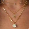 Women's Copper Imitation Pearl Shell Pendant Necklace With Geometric Design Multi Layer Electroplated Fashion Jewelry Gift