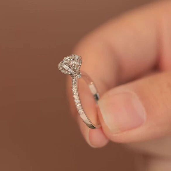 Women's Copper Inlaid Geometric Zircon Ring