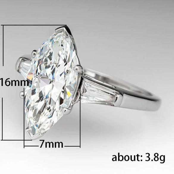 Women's Copper Inlaid Marquise Zircon Geometric Light Luxury Ring