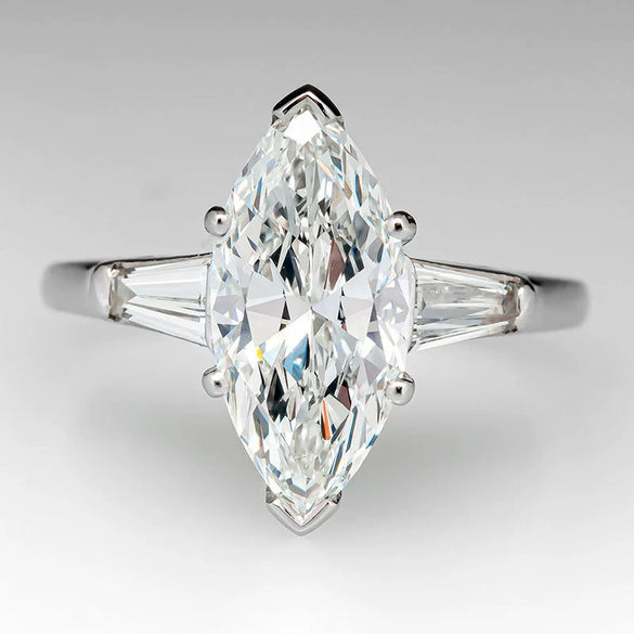 Women's Copper Inlaid Marquise Zircon Geometric Light Luxury Ring