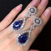 Women's Copper Inlaid Sapphire Zircon Drop Shape Earrings