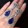 Women's Copper Inlaid Sapphire Zircon Drop Shape Earrings