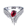 Women's Copper Inlaid Water Drop Zircon Ring With Crown Pattern And Wings Design