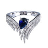 Women's Copper Inlaid Water Drop Zircon Ring With Crown Pattern And Wings Design